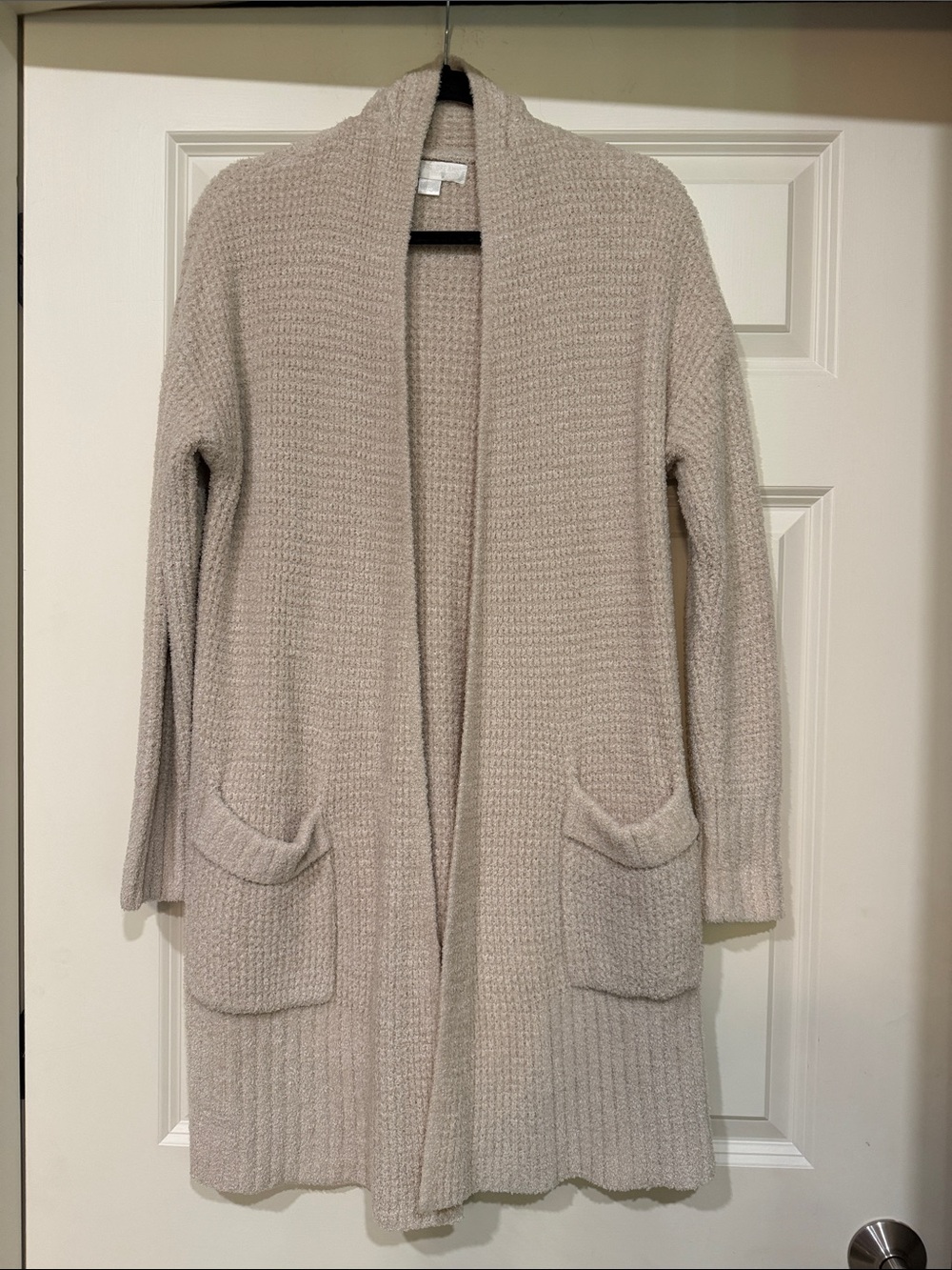 Barefoot Dreams Cream Open-Front Knit Cardigan with Pockets